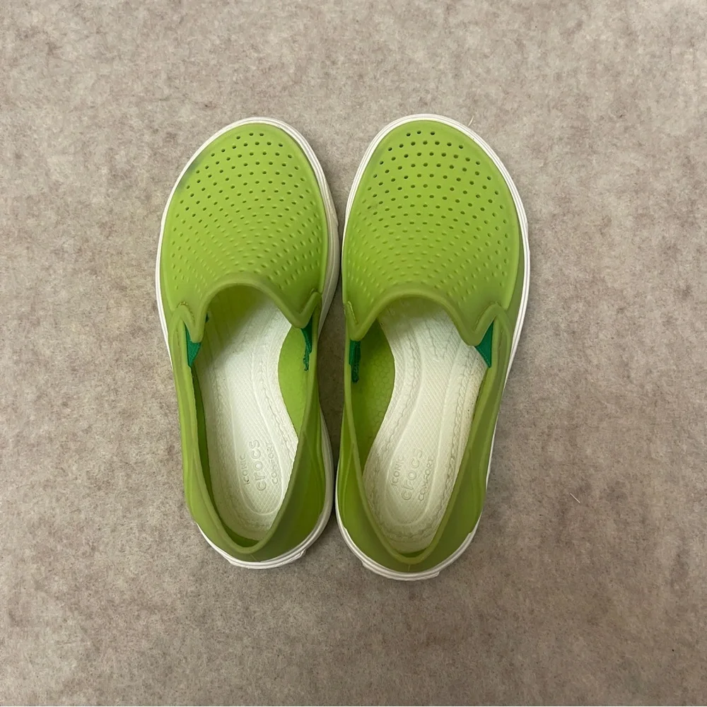 CROCS Citilane Roka Slip On Water Boat Shoe Sneakers Lime Green Kids Size 11C